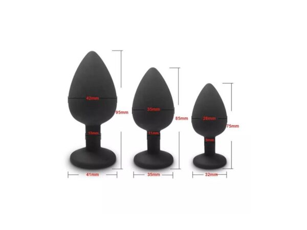 Plug Anal De Silicone Joia Na Base Aveludado 3 Tamanhos P.M.G Sex Shop