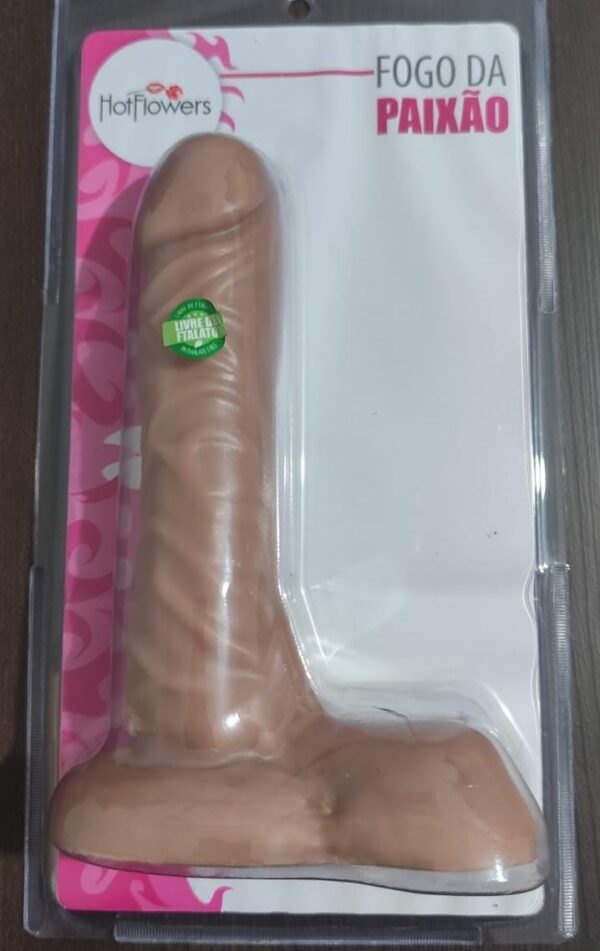 Prótese Sem Vibro Com Escroto Fogo Da Paixão 19x4,5cm Hot Flowers
