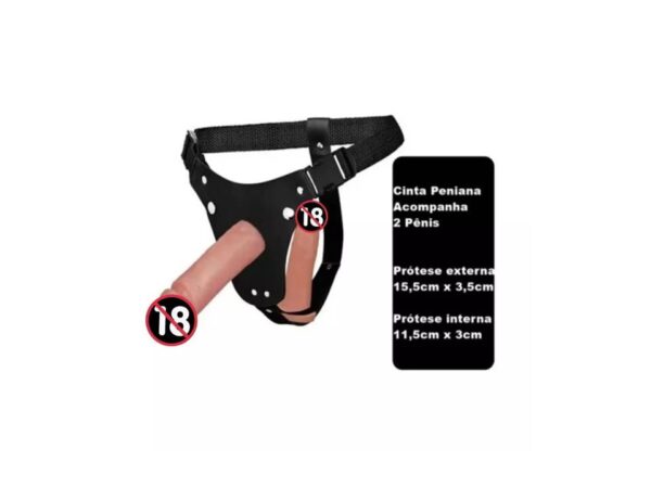 Cinta Peniana com Duas Prótese Fininha Iniciantes Pênis 11,5cm e 15,5cm Brinquedos Sexuais Pênis Realistico
